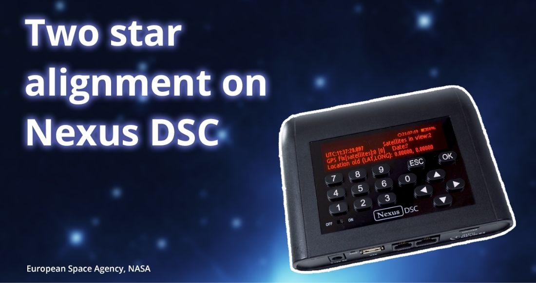 A blurry astronomical background with a large Nexus DSC superimposed on top of it