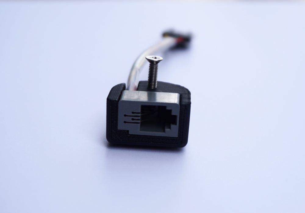 RJ22 encoder adapter cable close up of underside