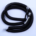 Coiled encoder cable with RJ11 plugs top view