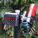 Nexus DSC Pro mounted on a telescope front view Another view of the Nexus DSC Pro mounted on a telescope in a backyard, this time facing more towards the front
