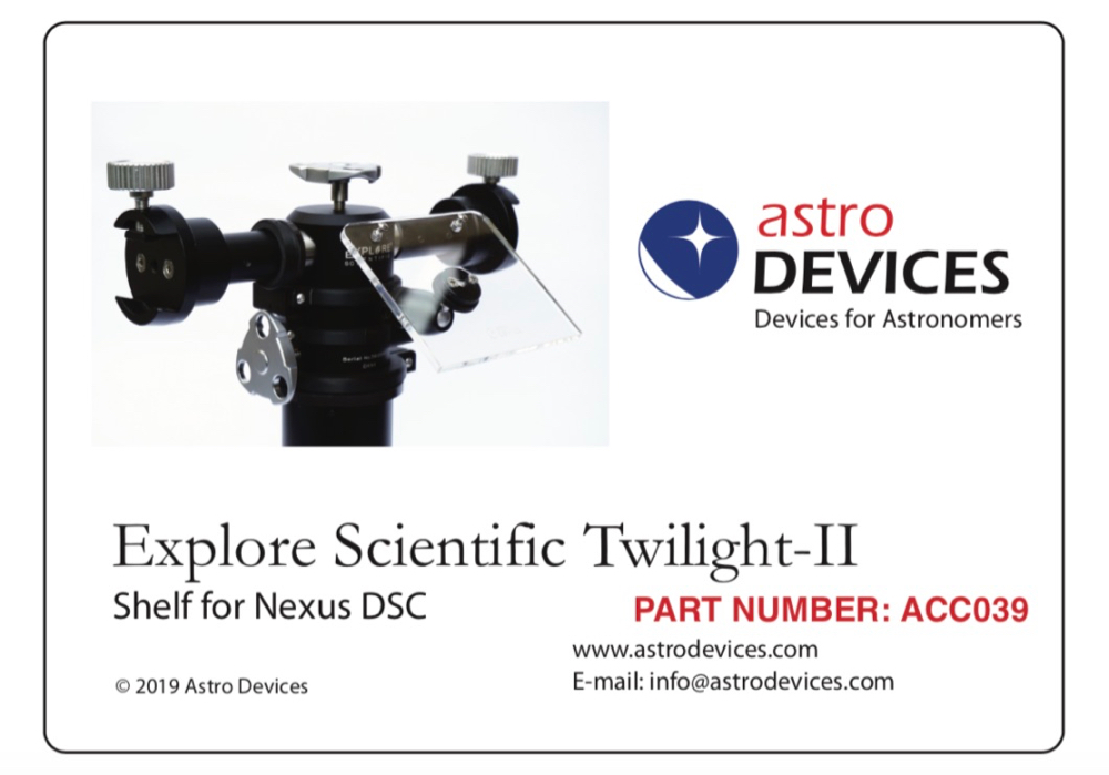 Nexus DSC shelf for Explore Scientific Twilight-II mount box