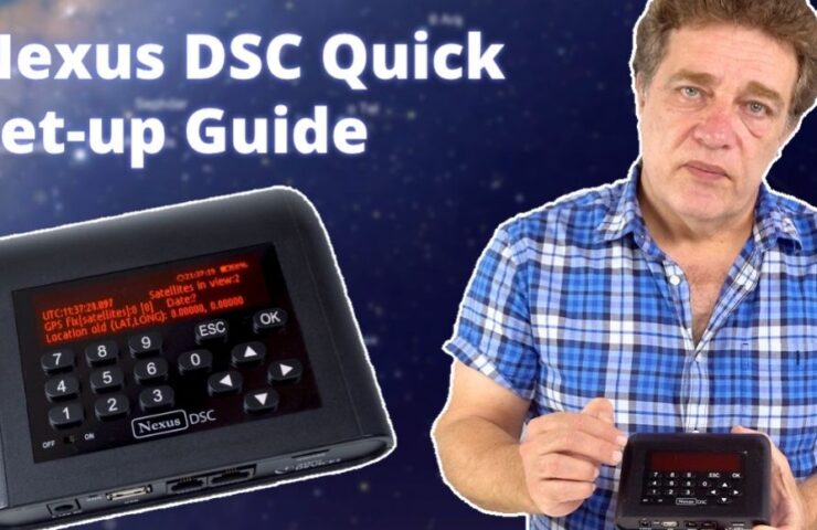 A blurred astronmical background with Serge in the foreground holding a Nexus DSC in his hands, with a larger Nexus DSC superimposed on the left side of the image